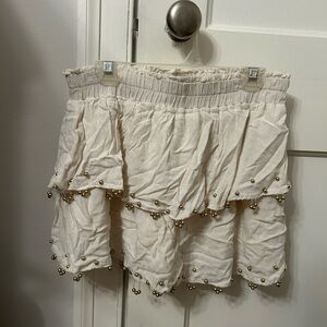 Blush Noir Beaded Cream Skirt XS